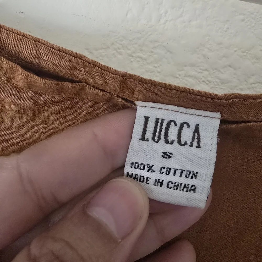LUCCA Brown Cotton Tiered Midi Skirt Embroidered Paisley Crochet‎ Lace Small - Picture 2 of 11